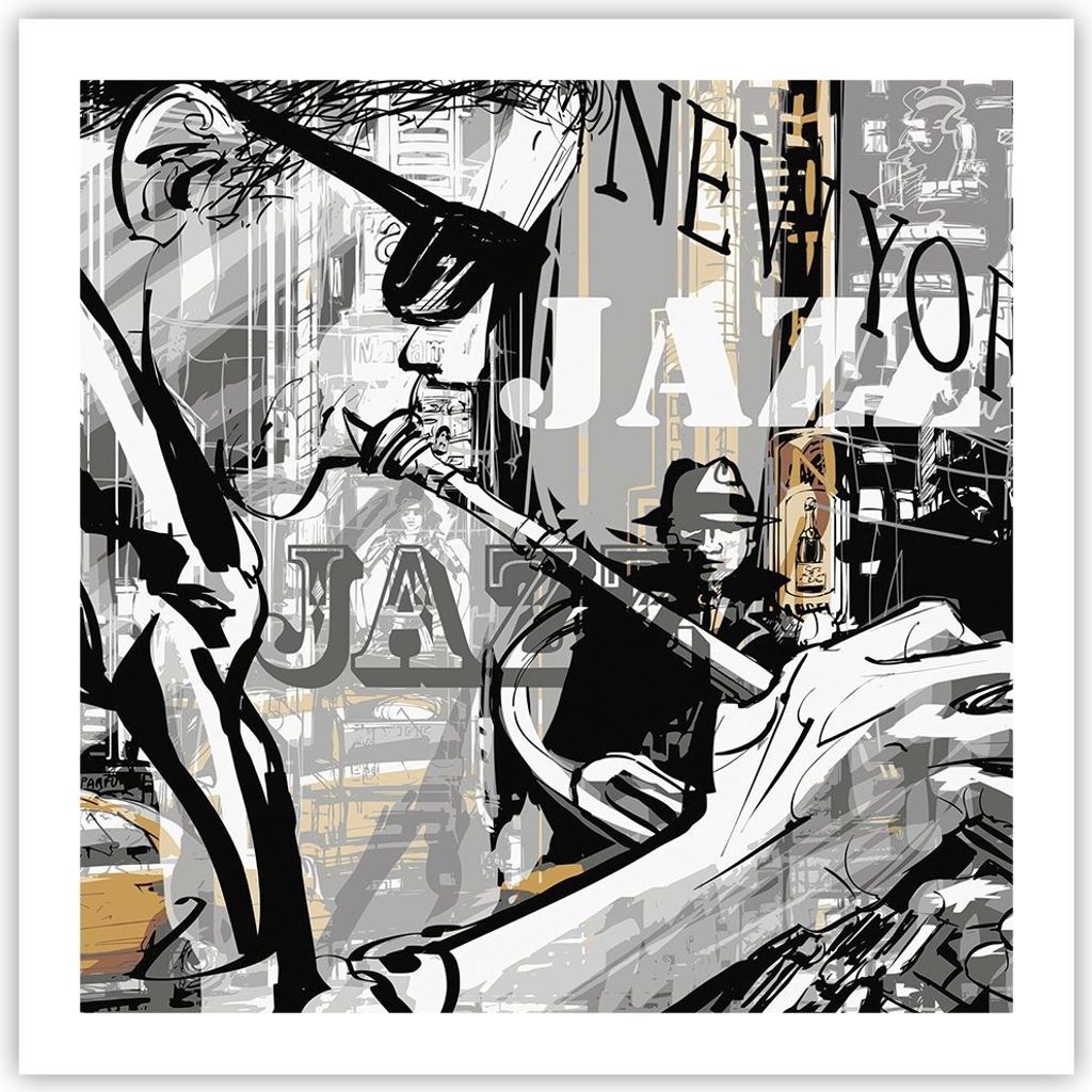 Poster - Poster ohne Rahmen - Jazz Musik Musiker - 60x60 cm - Wand Bild - Wanddeko - Wandbilder - Kunstposter - Wandposter - Bilder - Kunstdruck - ...