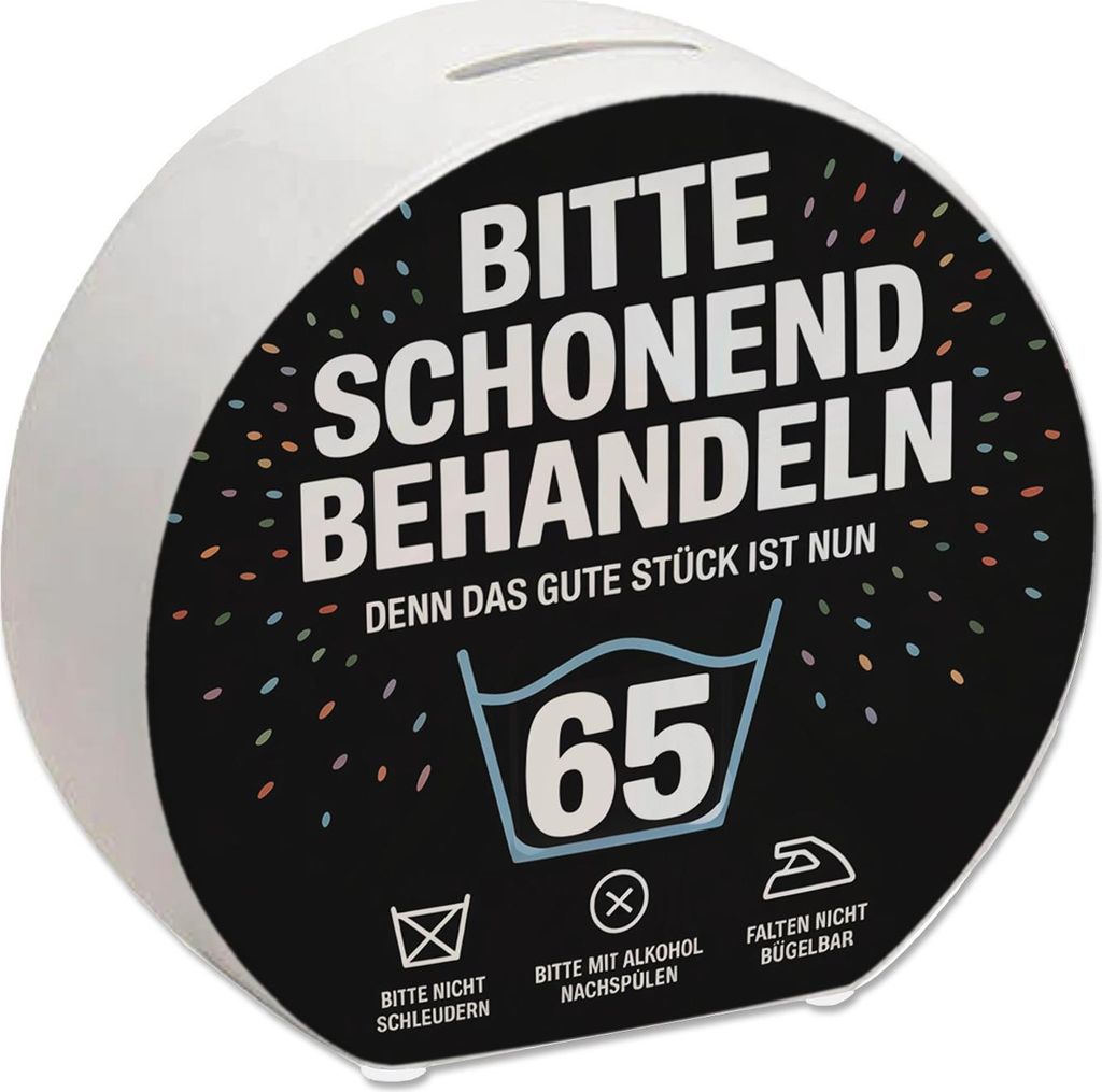 Wäschepflegeetikett Spardose bitte schonend behandeln wird 65