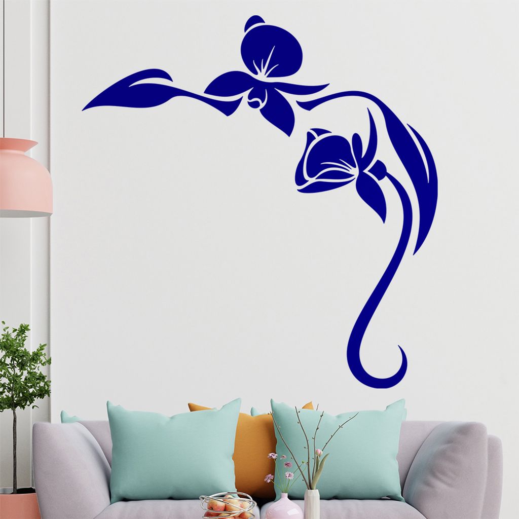 Orchidee - Linien Wandtattoo in 6 Größen - Wandaufkleber Wall Sticker - Dekoration, Küche, Wohnzimmer, Schlafzimmer, Badezimmer
