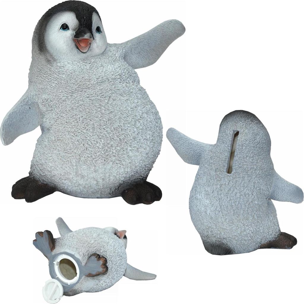 Spardose Kleiner Pinguin aus Kunststein handbemalt Produktbild 