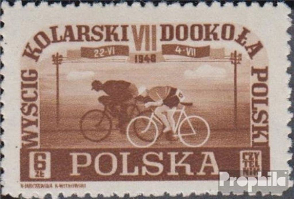 Briefmarken Polen 1948 Mi 488 gestempelt Radrennen Rund um Polen