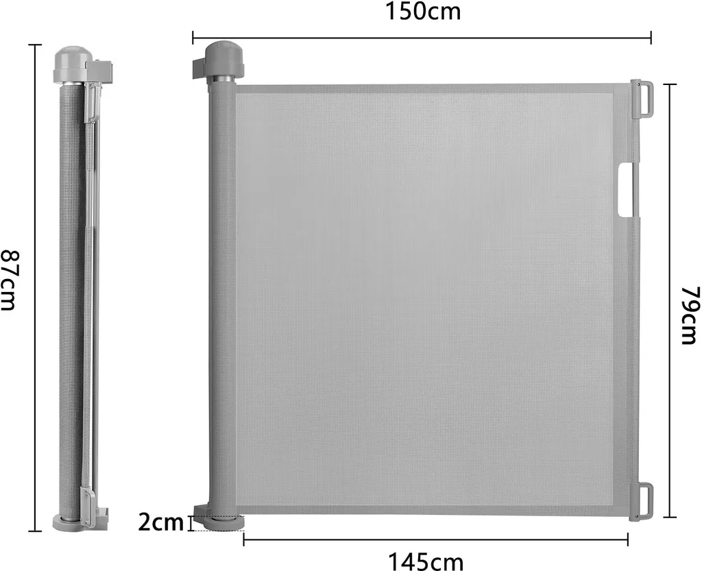 Barrière de sécurité bébé pour escalier et porte, extensible 150 cm - 2