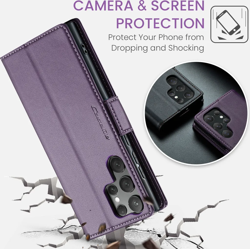 Custodia Samsung S25 Ultra Pelle Viola: RFID e Supporto Video - 8