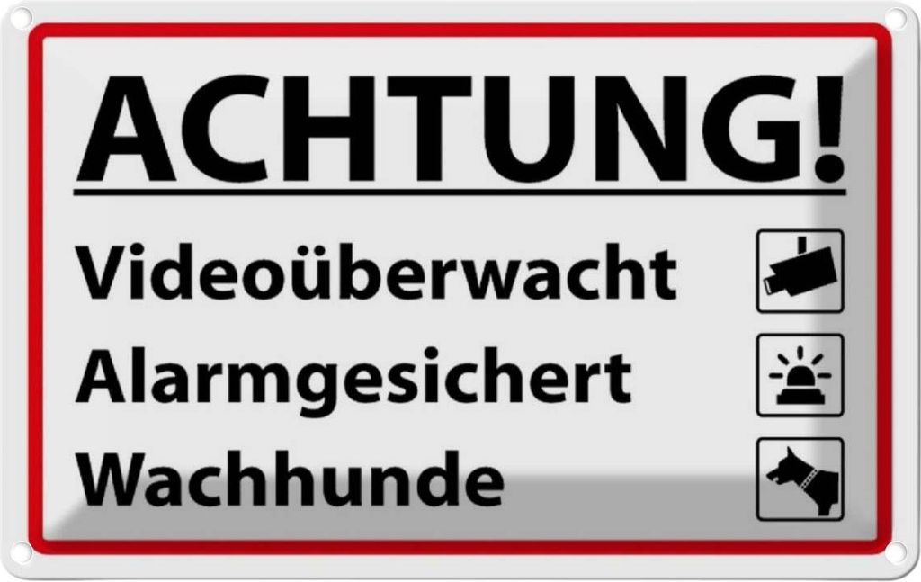 vianmo Blechschild 20x30 cm Achtung Videoüberwacht Alarm Warnschild Hinweisschild Sicherheit Vorsicht