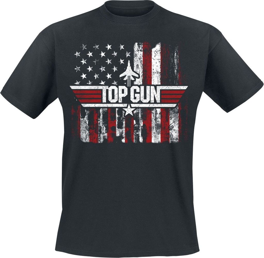 Top Gun T-shirt voor heren, model Maverick, kleur zwart, Productafbeelding 