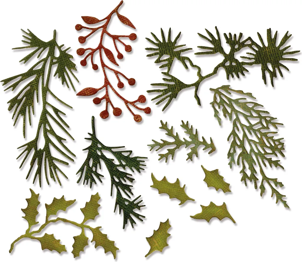 Sizzix Thinlits Holiday Greens Tim Holtz 661597 Set de 11 Pochoirs