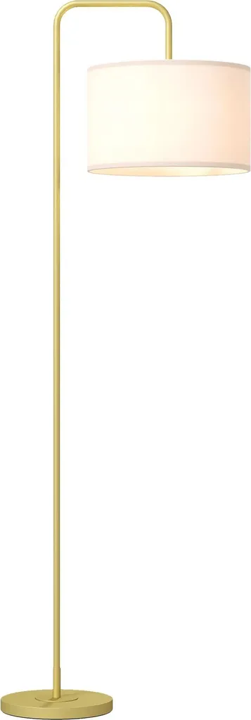 Lampadaire salon 2000 lm blanc or - abat-jour en lin 64x38x163,5 cm