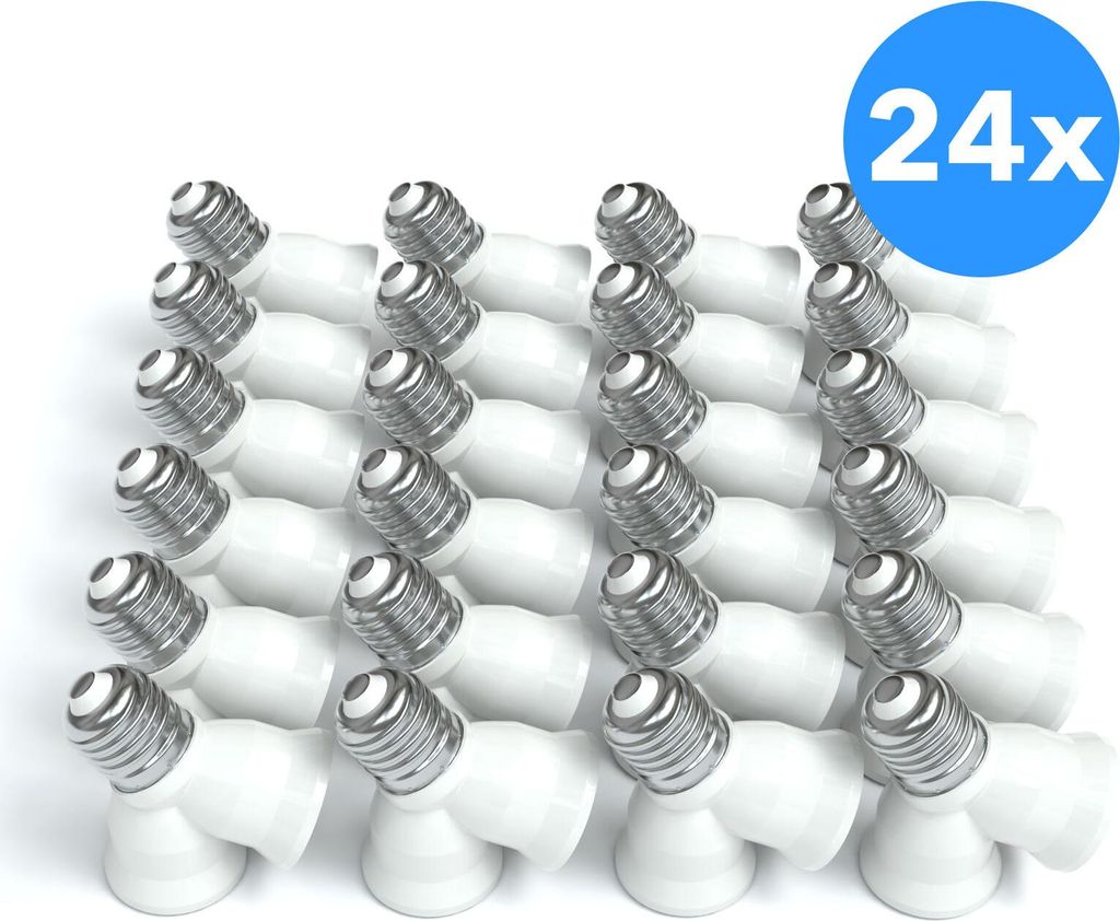 EAZY CASE 24x Lampensockel Adapter (E27->2x E27) - Konverter E27 Fassung auf 2x E27 Lampenadapter, für LED-/Halogen- und Energiesparlampen Sockela...