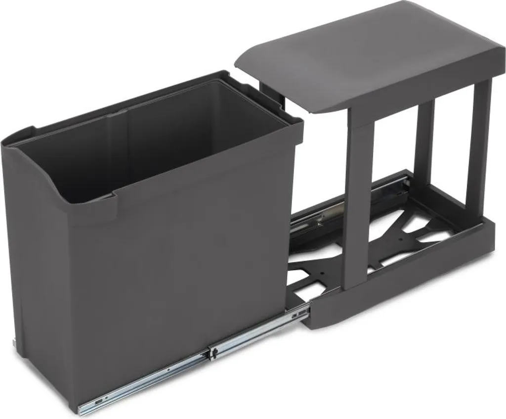 Poubelle de recyclage cuisine 30L à fixation inférieure Gris Anthracite