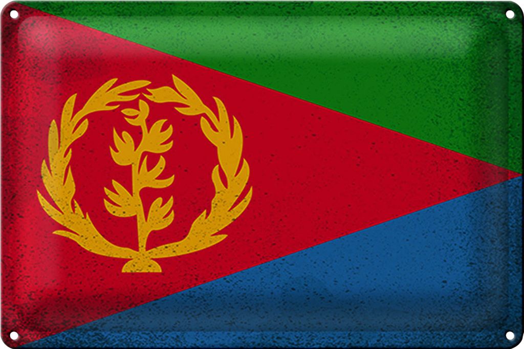 Blechschild Flagge Eritrea 18x12cm Flag of Eritrea Vintage