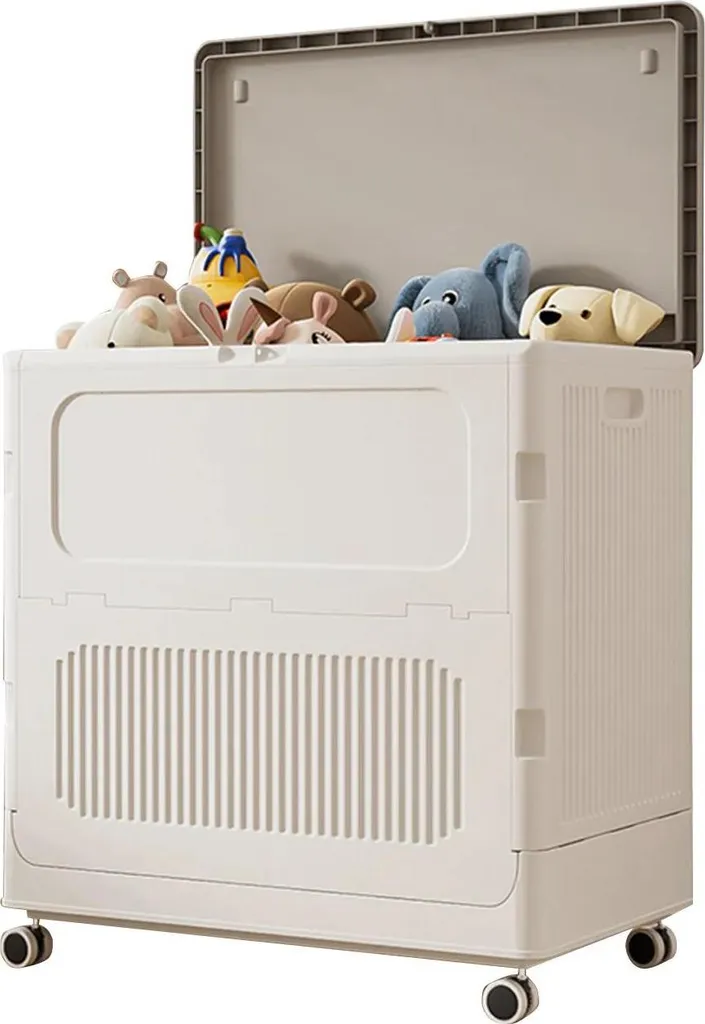 Chariot à linge mobile grande capacité blanc crème pour salle de bain