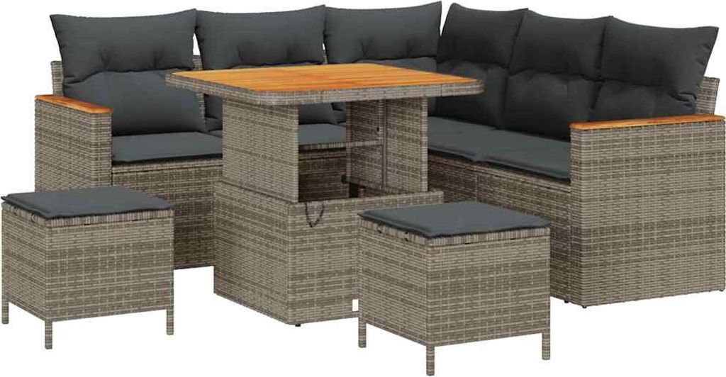 vidaXL Gartensofa-set 8 pcs Grau Poly-Rattan