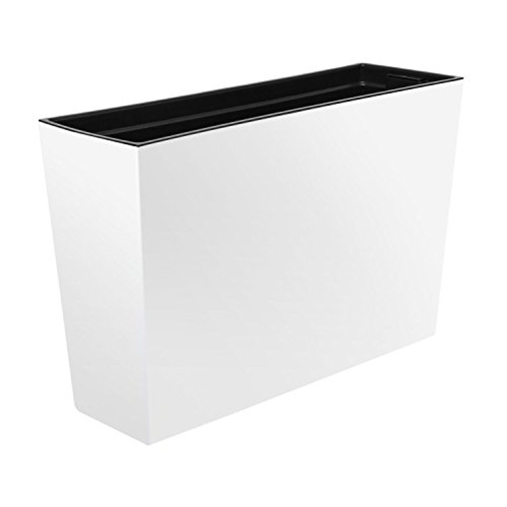 Blumenkasten Blumentopf 2 in 1 Topf aus Kunststoff mit Einsatz Innen, Glanz weiß H 36 cm Länge 56 cm