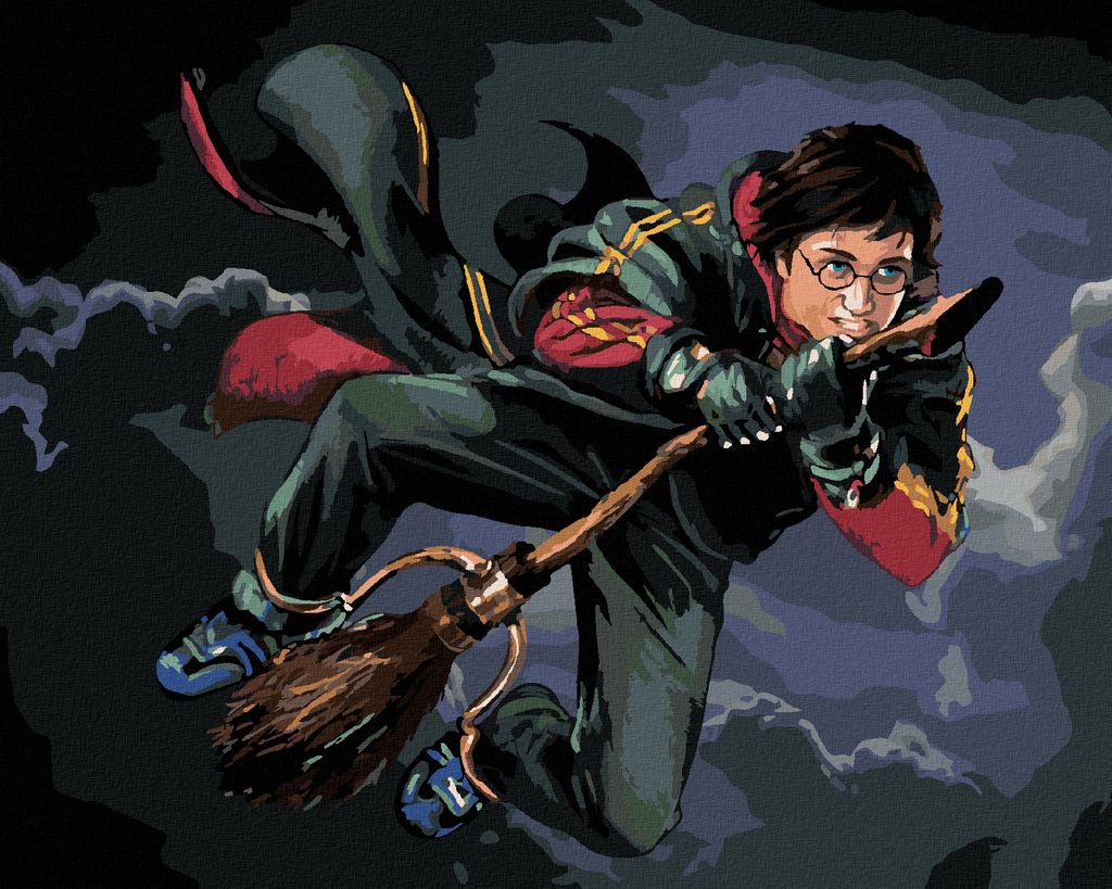 Zuty - Malen nach Zahlen - HARRY POTTER AUF EINEM BESENSTIEL, 40x50 cm, ohne Keilrahmen