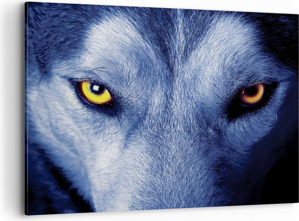Bild auf Leinwand - Leinwandbild - Einteilig - Schau der Wolf Augen - 100x70cm - Wand Bild - Wanddeko - Wandbilder - Leinwanddruck - Bilder - Wandd...