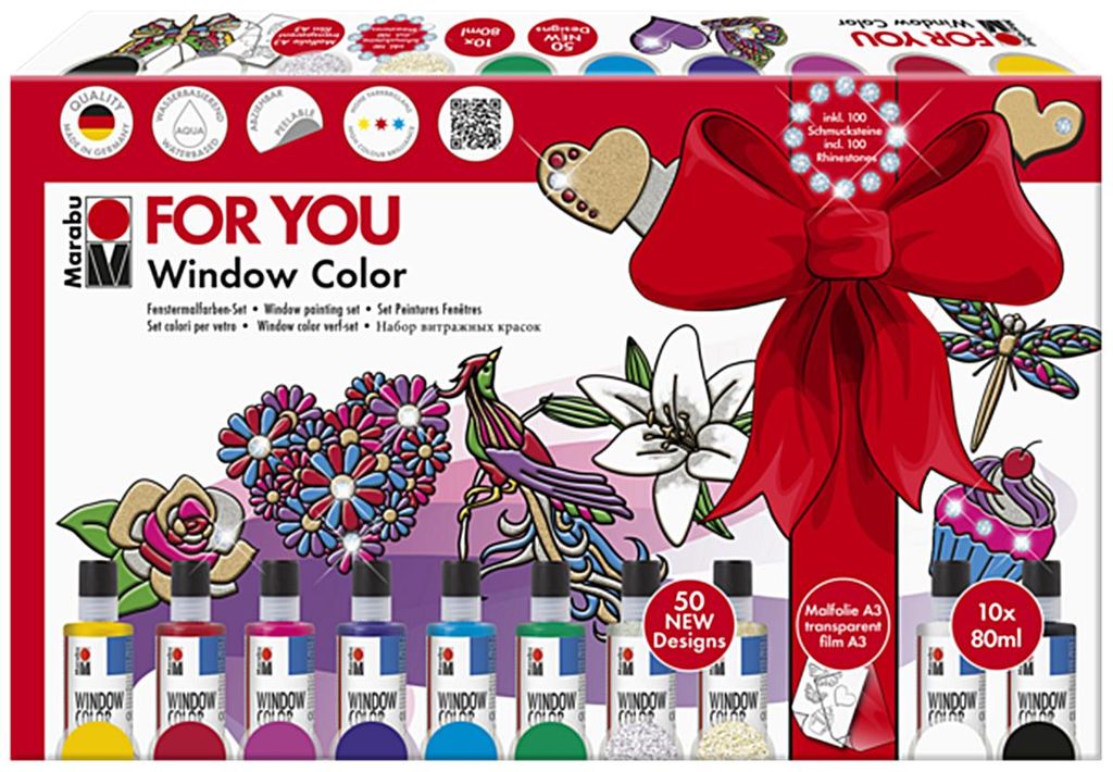 Marabu For You, Schwarz, Blau, Gold, Grün, Himbeere, Rot, Produktbild 