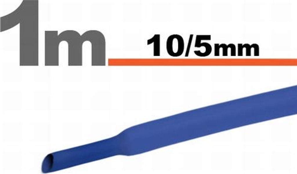 10 x 1 Meter Schrumpfschlauch Blau 10/5 mm – 10 Stück à 1 Meter – Schrumpfschlauch zur Isolierung und zum Kabelschutz – Geeignet für Elekt...