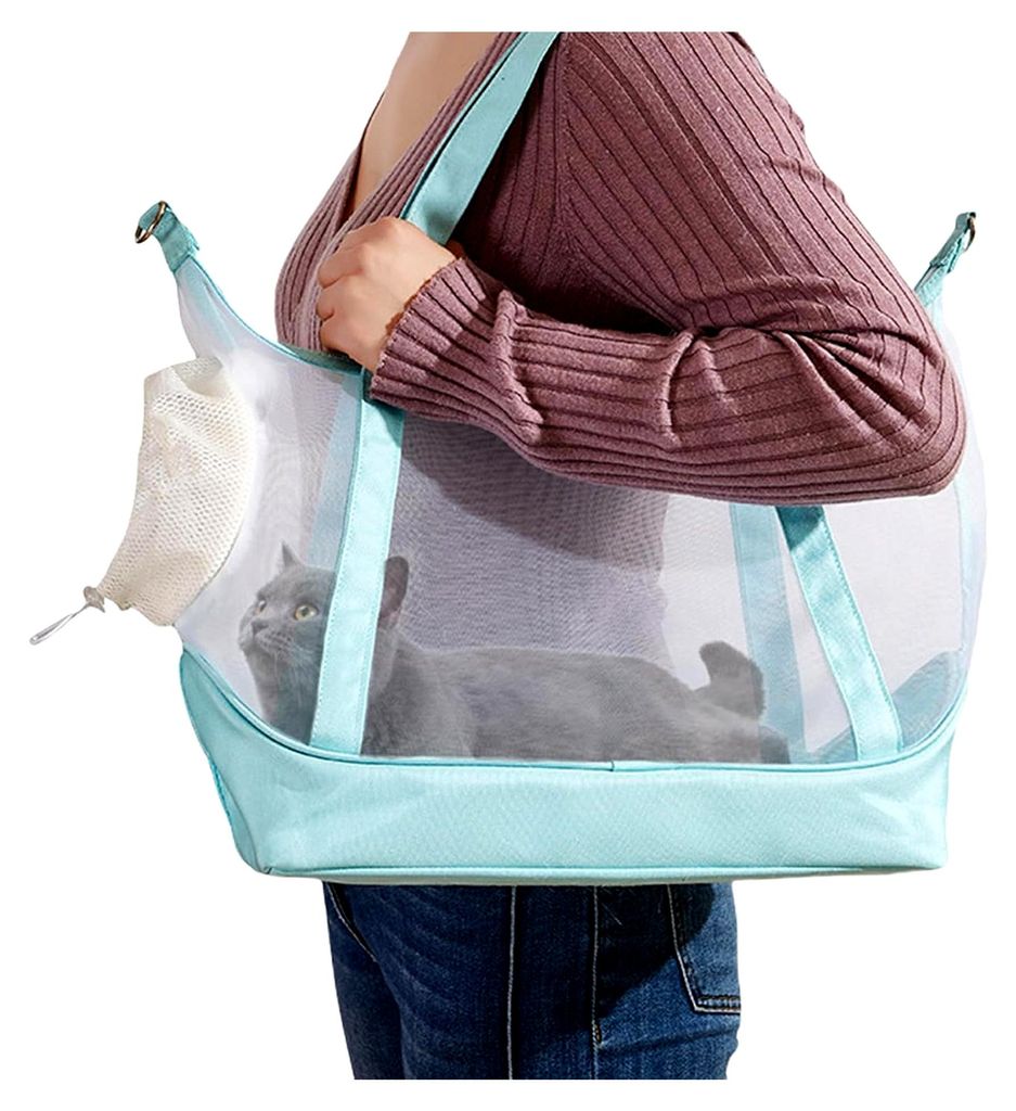 Katzentransporttasche | Atmungsaktives Nylon-Mesh mit Schultergurt - Transportbox für Katzen für Reisen, Wandern, Pendeln, Camping, Picknick und ...