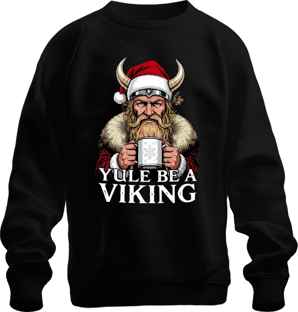 Yule Be A Viking Wikinger Weihnachten Bart Hörner Vintage Uni Sweatshirt Pullover, Schwarz, XL