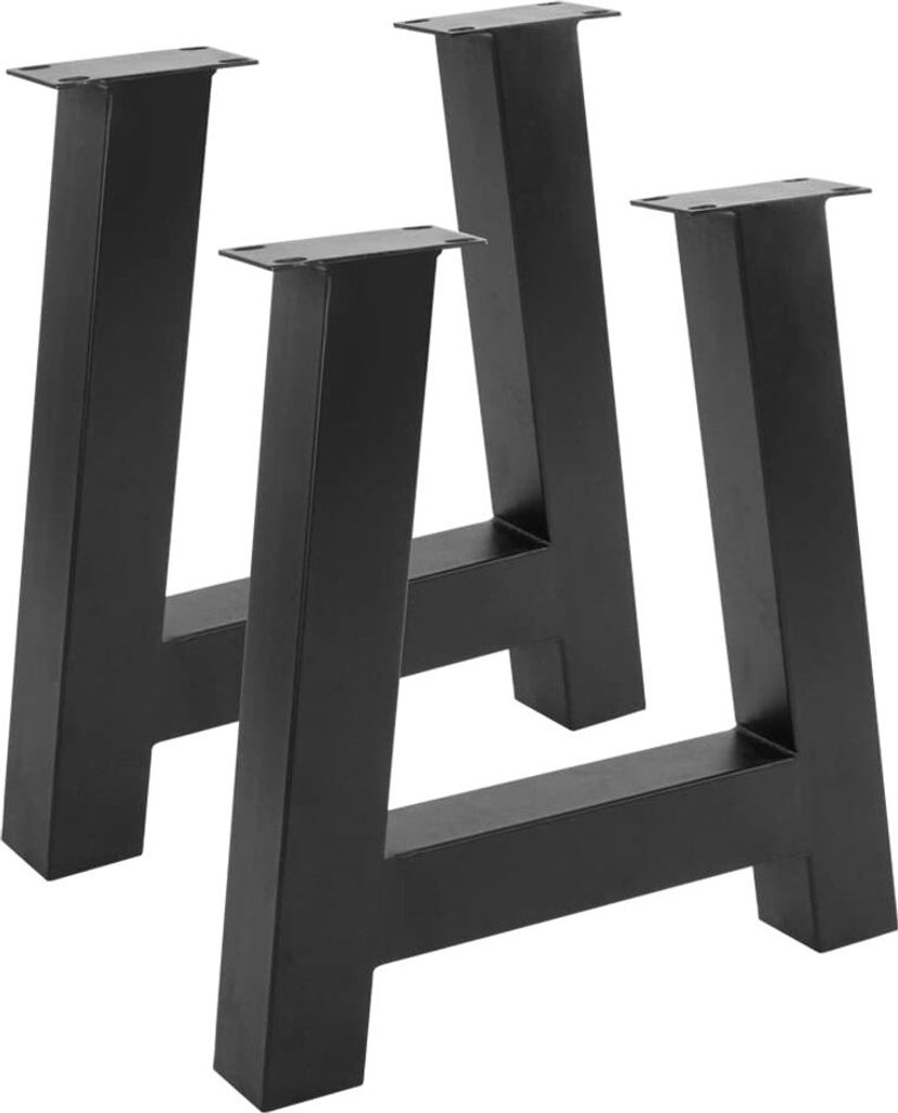 Tischgestell in A-Form, 2er Set, Roheisen lackiert, schwarz, A-Gestell aus Metall für Holztische, 70 x 10 x 74 cm, Gestell für DIY-Projekte