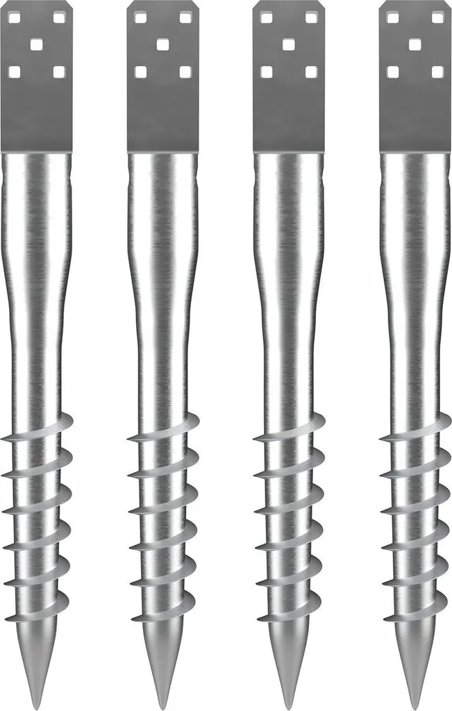 Kit 4 Supporti Palo Giardino - Ancoraggio a Vite in Acciaio 70cm