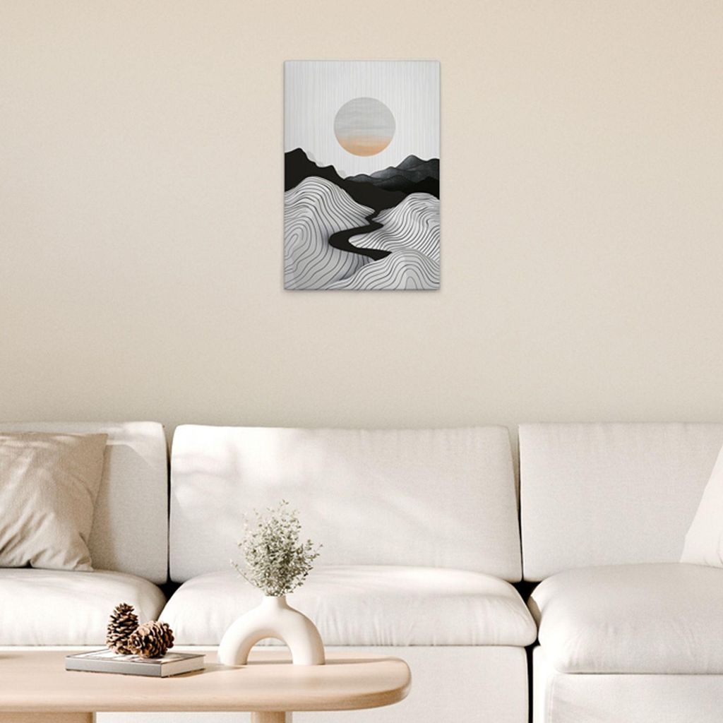 TADESSI Leinwandbild Moderne Landschaften Schwarz Weiß - Wandbild 30 x 45 cm - Kunstdruck auf Leinwand in Schwarz Grau - M1-No.51808