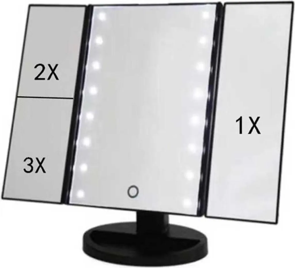 Specchio Cosmetico Professionale 22 LED - Triplo Zoom 2x 3x Nero