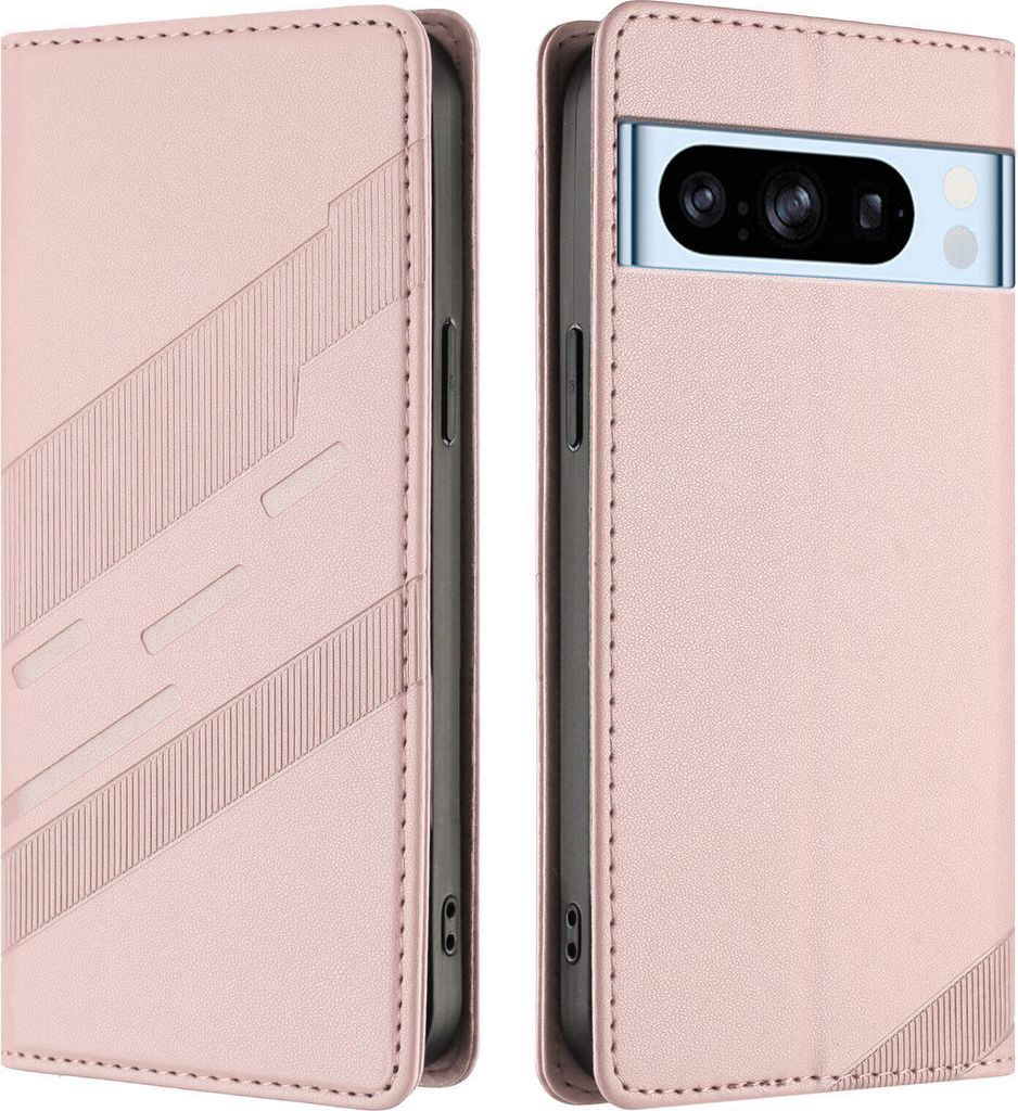 Hülle für Google Pixel 8 Pro, Kunstleder Brieftaschen Handyhülle mit Kartenfach und Standfunktion Pink