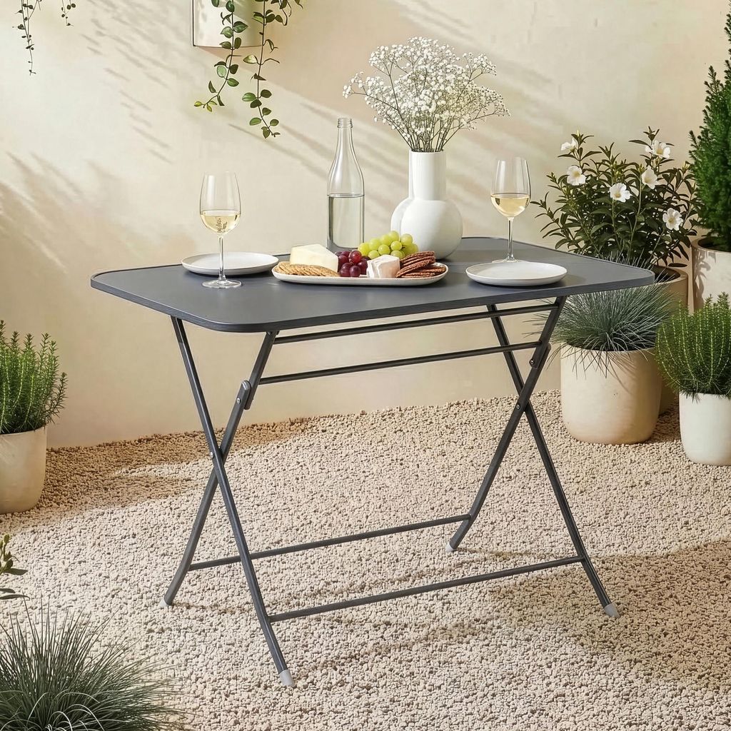 Table pliante 'Sande' rectangulaire acier 71x70x110 cm noir Image du produit 