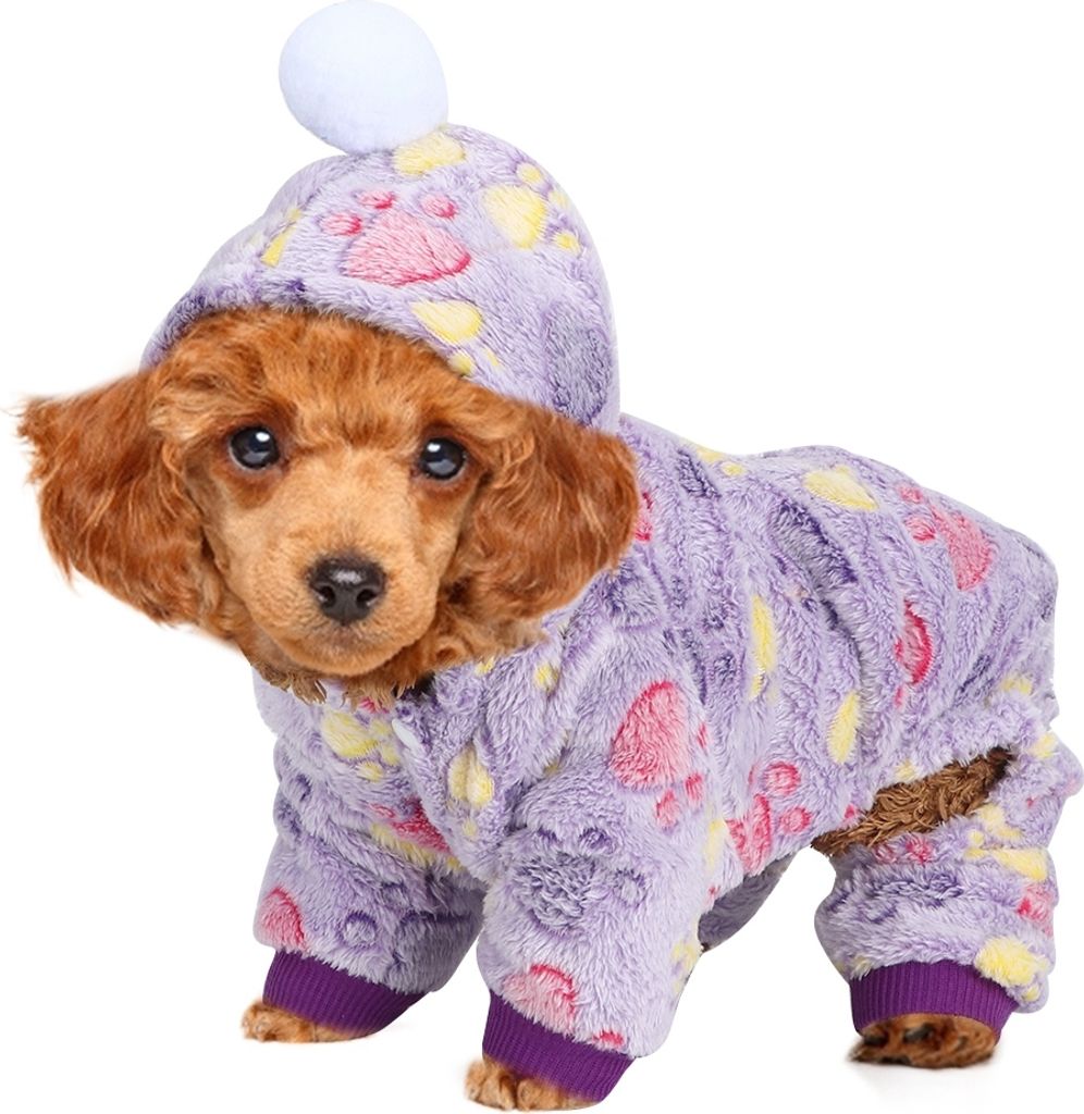Herbst Winter Haustier Kleidung Sprung Anzug warmes Pyjamas Kleidung für Hunde Katzen kleine Tiere lila Hundehütte l