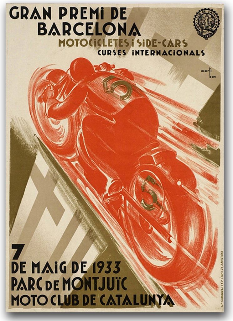 Poster - Canvas - Leinwand - 59,4 cm x 84,1 cm - Fotoposter - Leinwandkunst - Gran Premi de Barcelona Spanien Motorrad Plakat