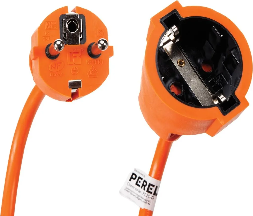 Câble d'extension 20m Orange 3G1.5 Schuko - Rallonge électrique robuste