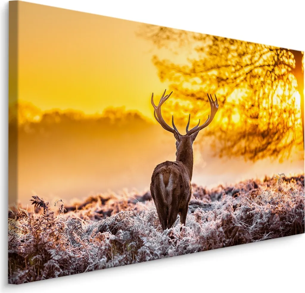 Poster XXL Cervo Neve 100x70 cm - Carta da Parati Moderna su Tela