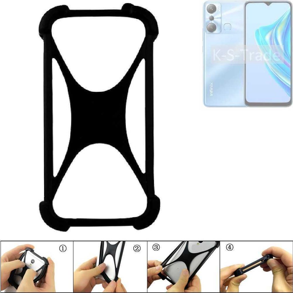 K-S-Trade Handy-Hülle Schutz-Hülle kompatibel mit Infinix Hot 20i Silikon Bumper TPU Softcase Smartphone Stoßschutz, schwarz