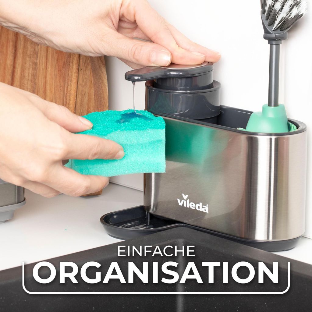 VILEDA Spültisch Organizer mit Seifenspender Spülutensilien