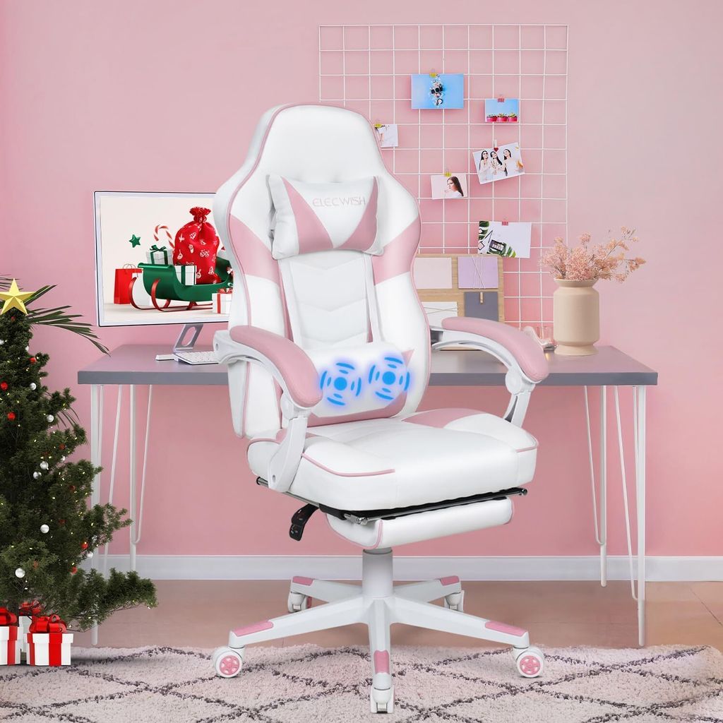 Puluomis Gaming Stuhl mit Massage und Fußstütze 150kg, Produktbild 