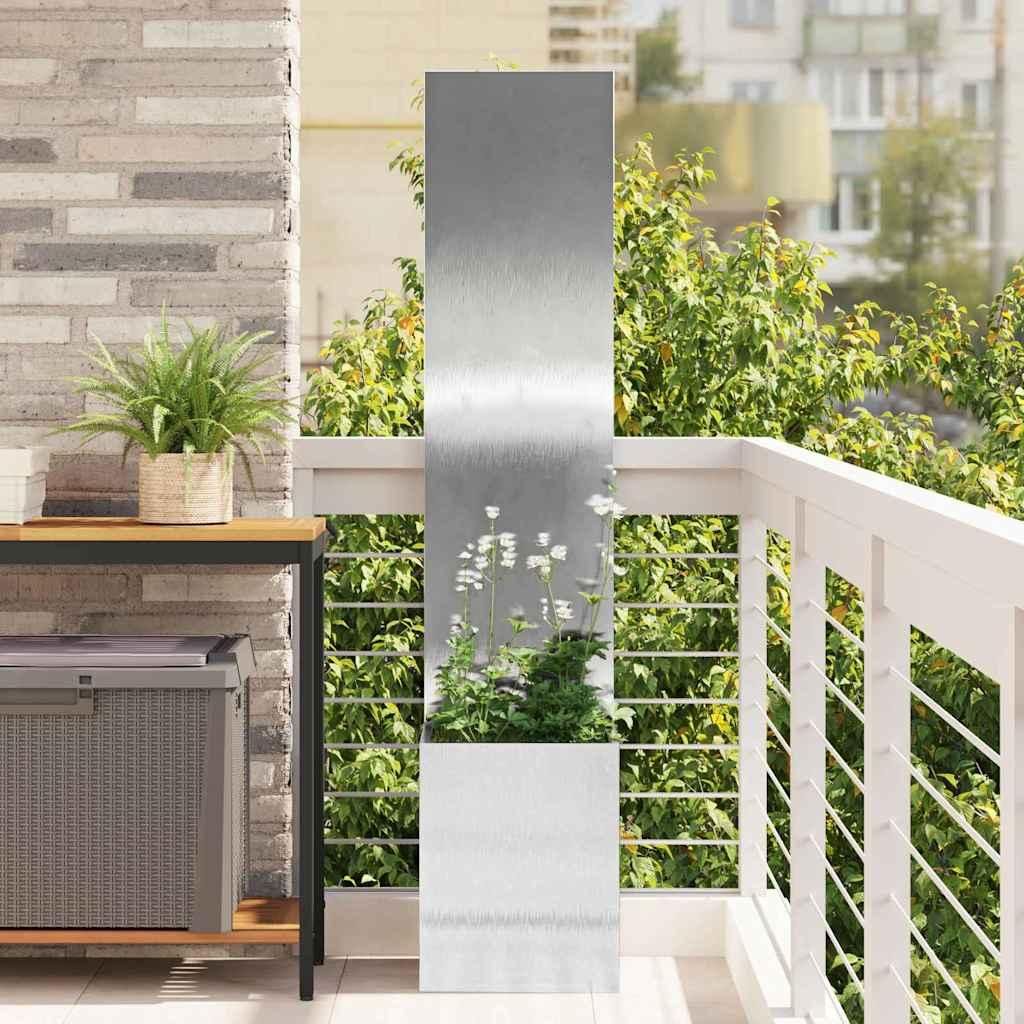 "WINTER SALE"Garten Sichtschutz-Leinwand - elegantes Design - Windschutz fur Garten - Silber 32x140cm Edelstahl DE127910 - Leinwandbilder