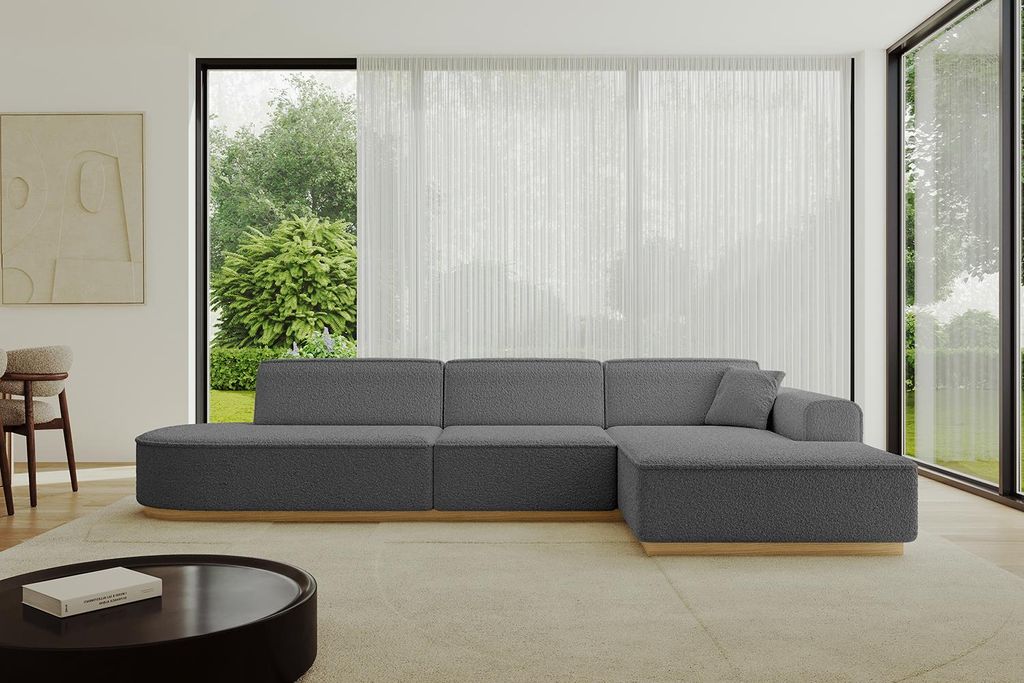ALTDECOR Ecksofa in L-Form IREA-L2-v2 327x165x80 cm Grau Corner Sofa Eckcouch Couch Wohnlandschaft Cauchsofa