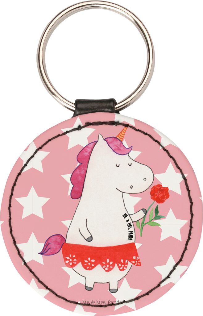 Mr. & Mrs. Panda Anhänger Einhorn Dame - Rot Pastell - Geschenk, Einhörner, Schluss machen, schlüssel, Taschenanhänger, Taschenbaumler, Bachelo...