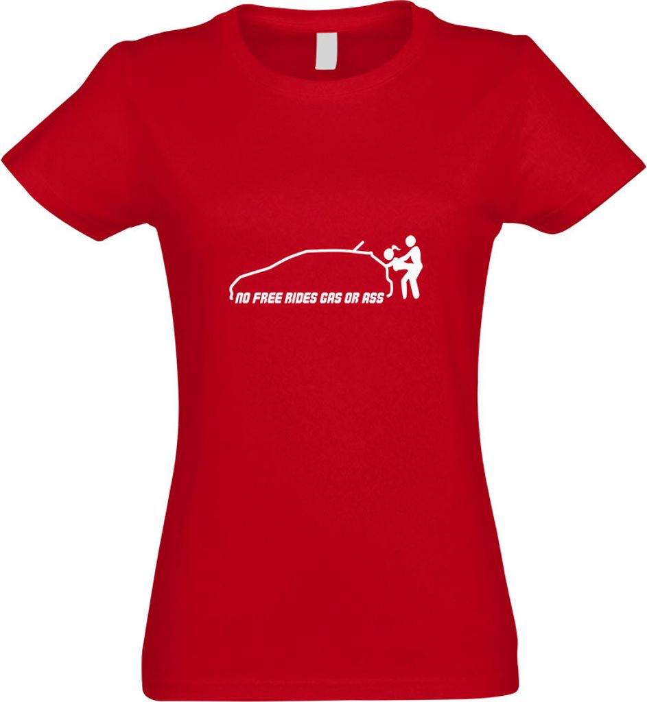 Kiwistar - T-Shirt tailliert - Damen - rot - No Free Rides - Gas or Ass - mit Motiv Bedruckt - Funshirt Design - Sport - Freizeit - Damen - XXL