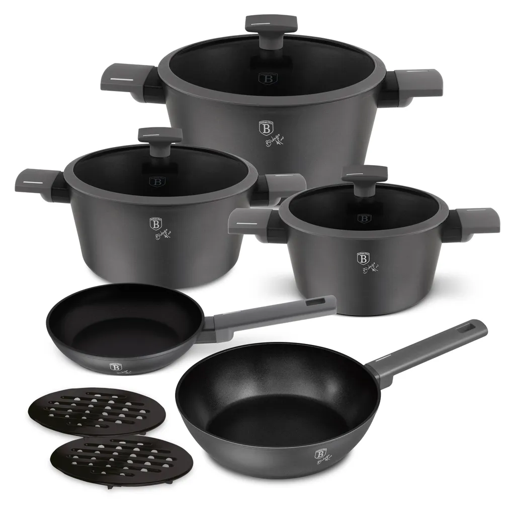KOPF Set Pentole Nelo 11 Pezzi In Acciaio Inox - Induzione, Versatore Intelligente, Coperchi In Vetro