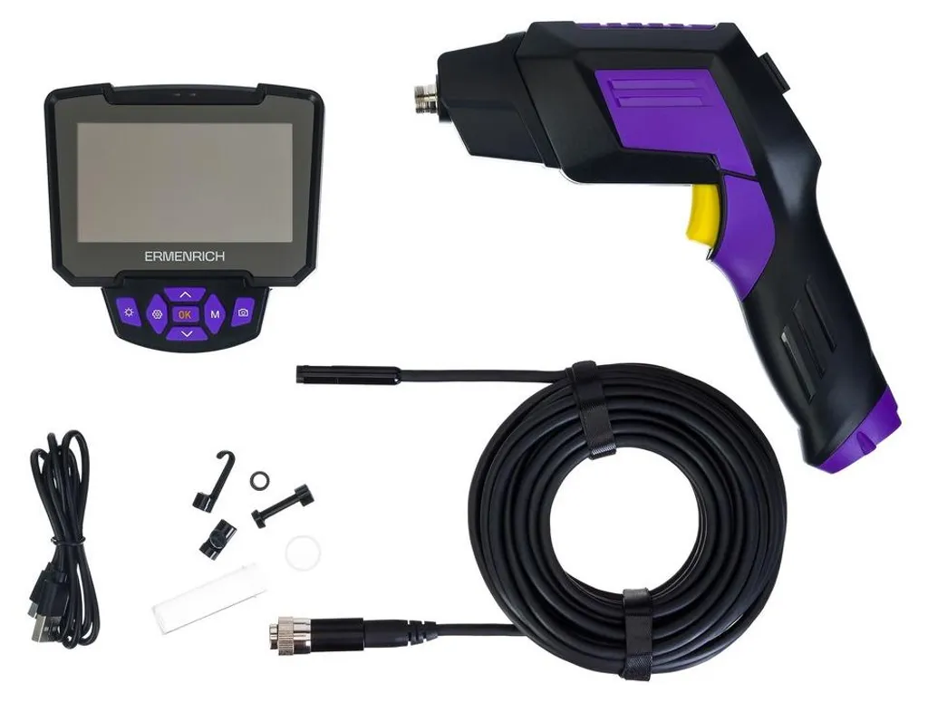 Endoscope industriel Ermenrich 83838 avec écran et éclairage LED