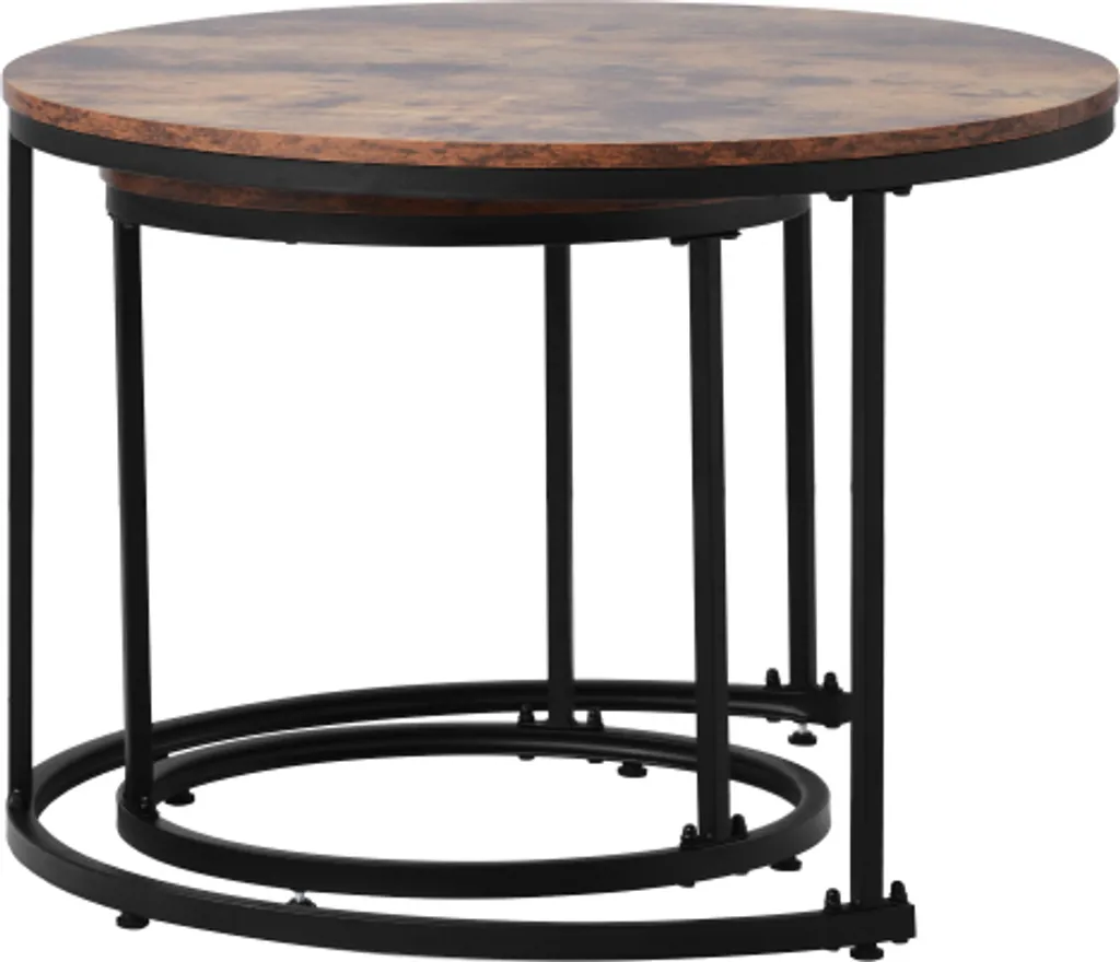 Table basse de salon modulable ronde marron pour petits espaces 2 pcs