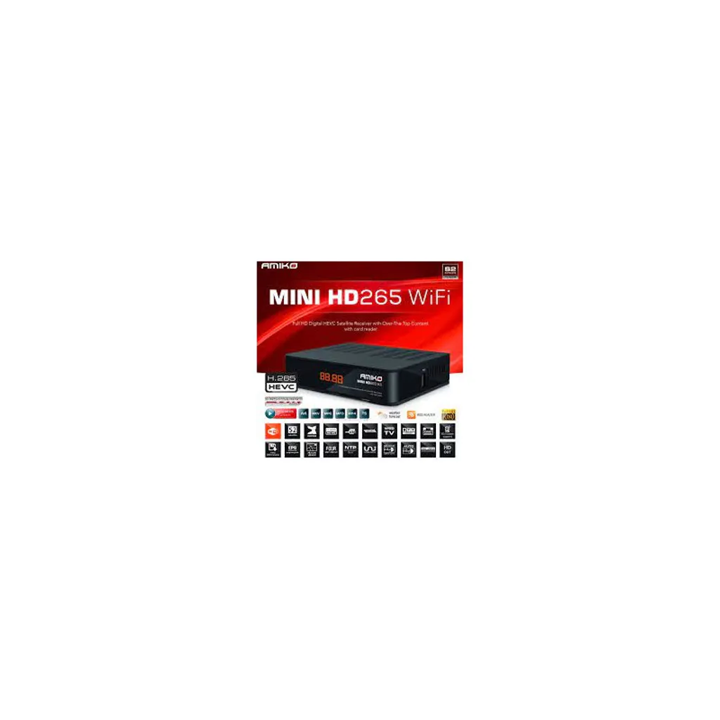 AMIKO Mini HD265 Récepteur Satellite Full HD H.265 avec WiFi Intégré
