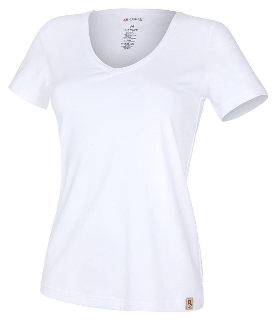 Damen T-Shirt V-Ausschnitt kurzer Ärmel Outlast - Weiß