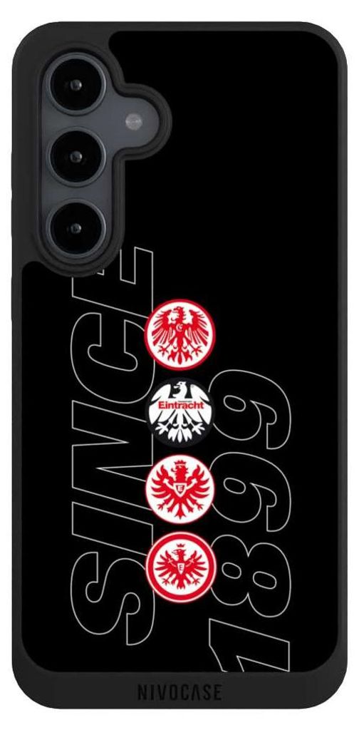 NIVOCASE Handyhülle für Samsung Galaxy S24 FE 5G Hülle NIVOpure Case Schwarz Adler Eintracht Frankfurt Logo