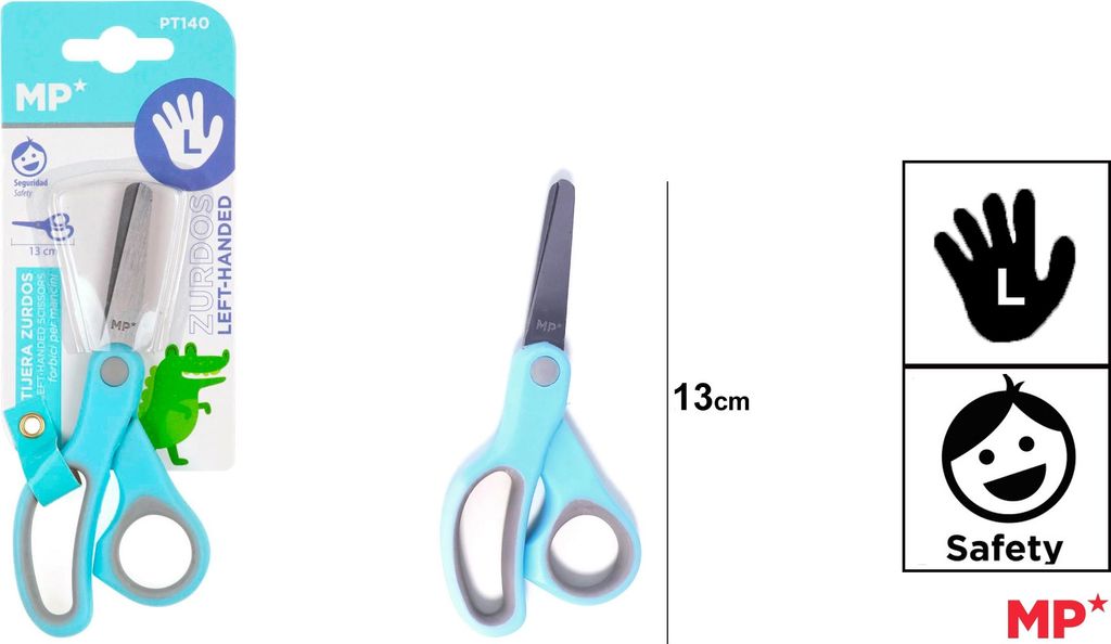 Schulschere für Linkshänder, 13 cm, blau – MP Main Paper