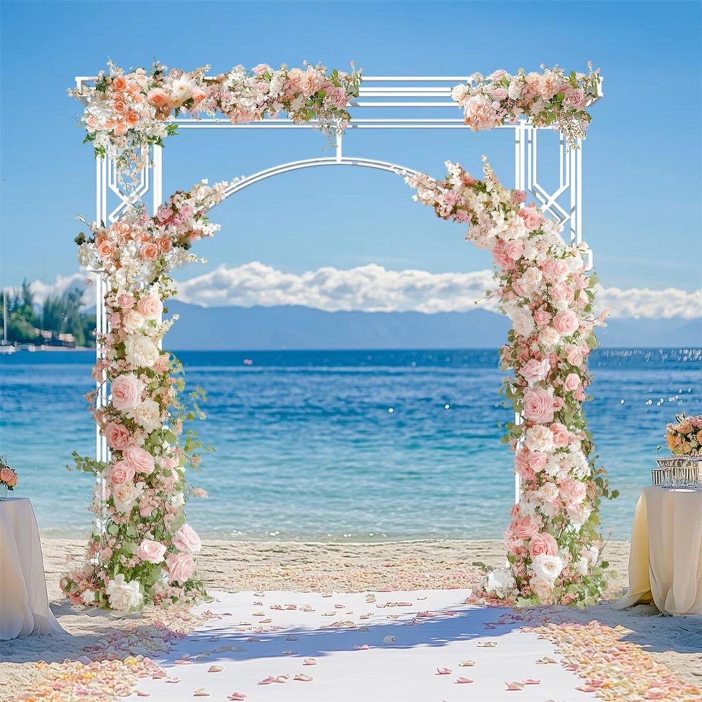 Moderne Rosenbogen – Metall – Weiß – Für Hochzeit, Garten & Event – 260x260cm – Dekoration & Hintergrundstand
