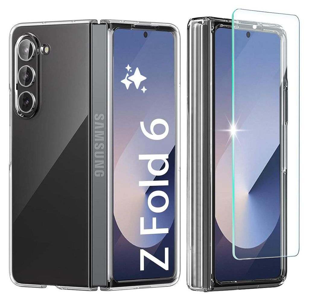A product image showing a clear phone case and screen protector for a Samsung Galaxy Z Fold 6 5G.