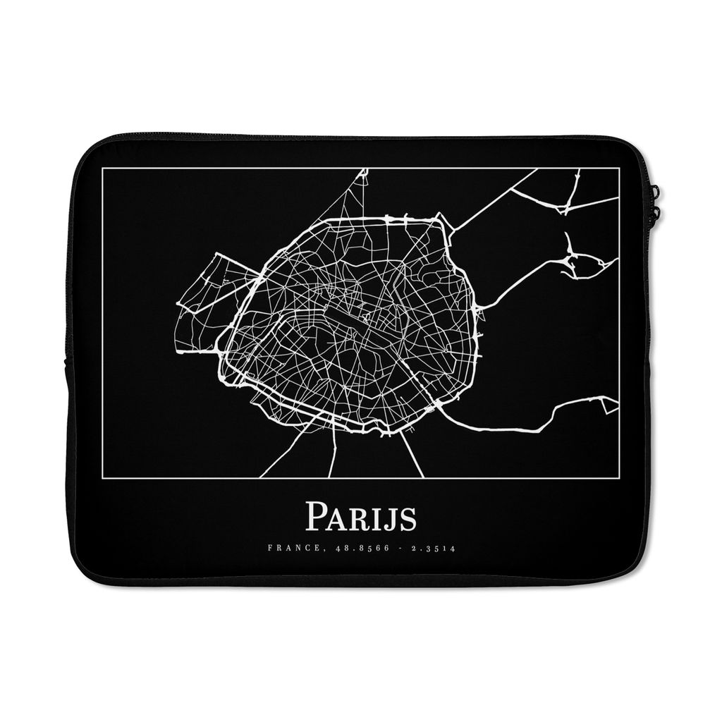 MuchoWow Laptop Hülle 17 Zoll Laptoptasche Paris - Karte - Stadtplan - Zipper - Schutzabdeckung